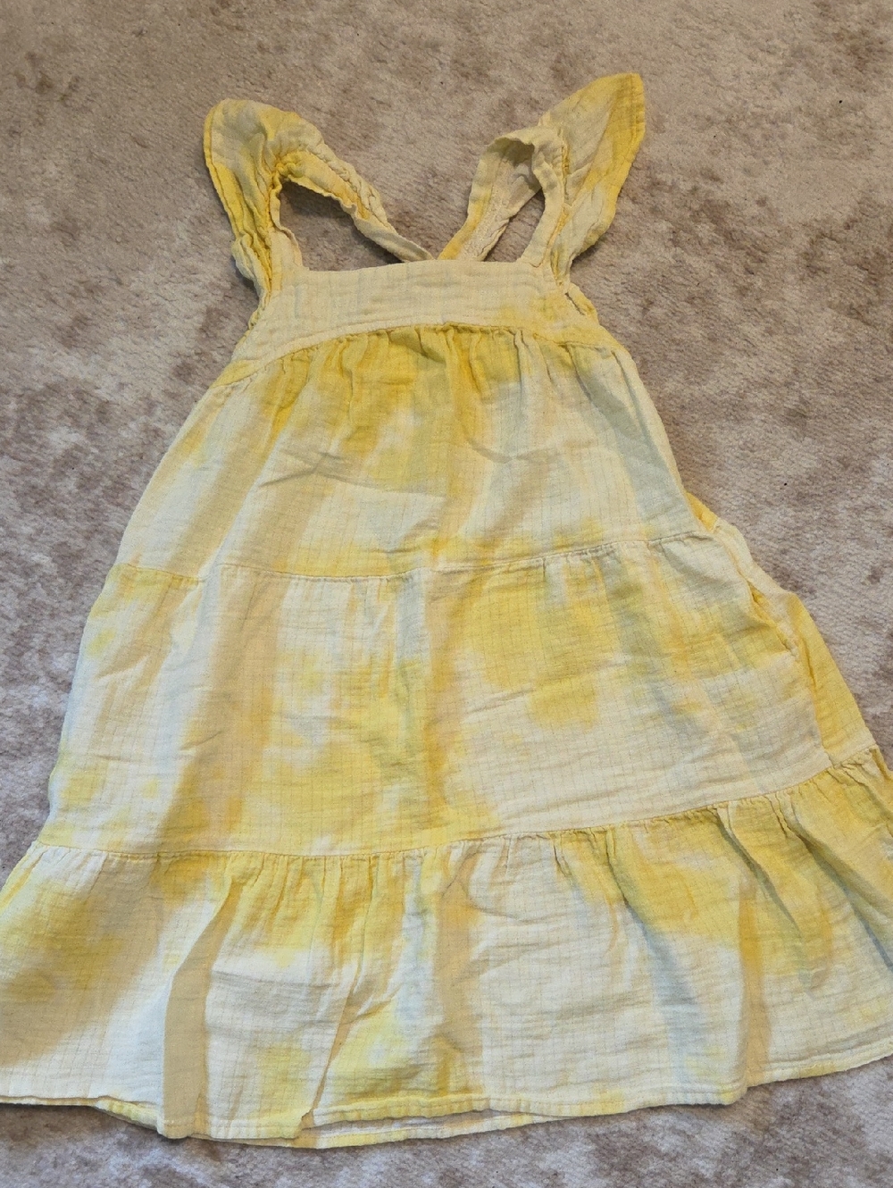 Cat & Jack  Yellow Tie Dye Tiered Gauze Sundress